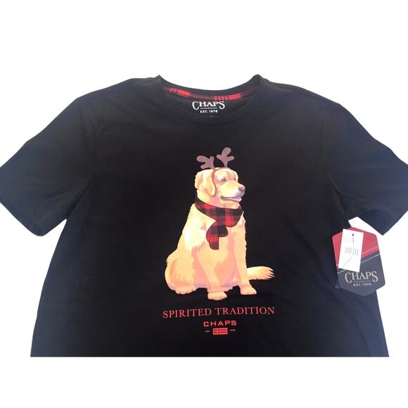 Chaps Golden Retriever Holiday Christmas Top Men's Sleep Top - Picture 2 of 3